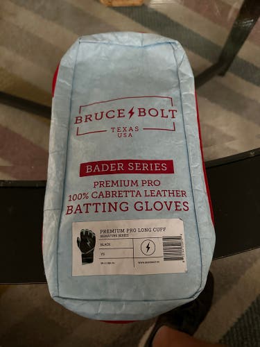 Bruce Bolt Long Cuff Premium batting gloves Bader Series Black Youth Small