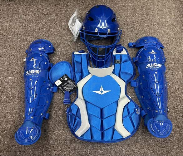All Star Players Series Youth 7-9 Catchers Gear Set - Royal Blue Grey