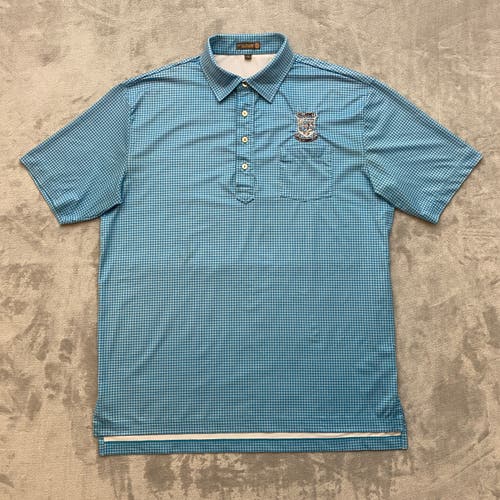 Peter Millar SUMMER COMFORT Golf Polo Shirt Men Large Blue KILLARNEY G&FC Logo