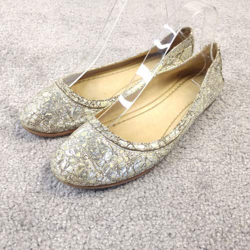 Frye Carson Ballet Flats Womens 8 Shoes Slip On Shoes Metallic Gold Leather