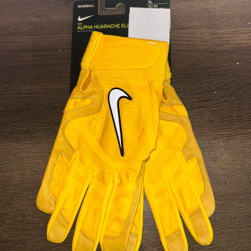 SZ XL Nike Alpha Huarache Elite Batting Baseball Gloves Yellow CV0720 701 Mens