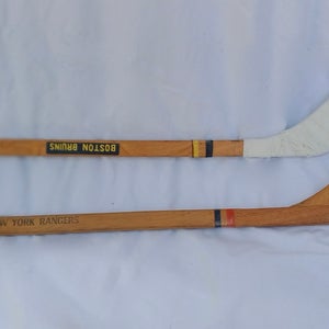 Vintage Souvenir 22" 1970’s NY Rangers and Boston Bruins NHL Wooden Mini Sticks Hockey