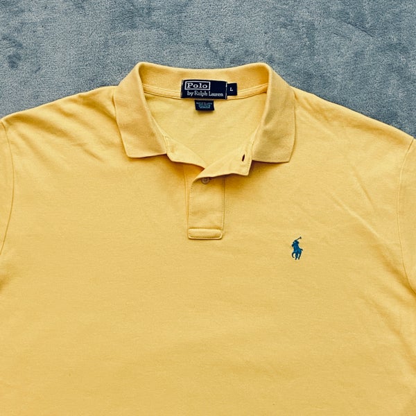 Vintage POLO Ralph Lauren Polo Shirt Men Large Yellow Short