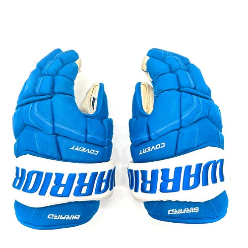 Warrior Covert QRE - Used NHL Pro Stock Hockey Gloves - Sam Girard (Blue/White)