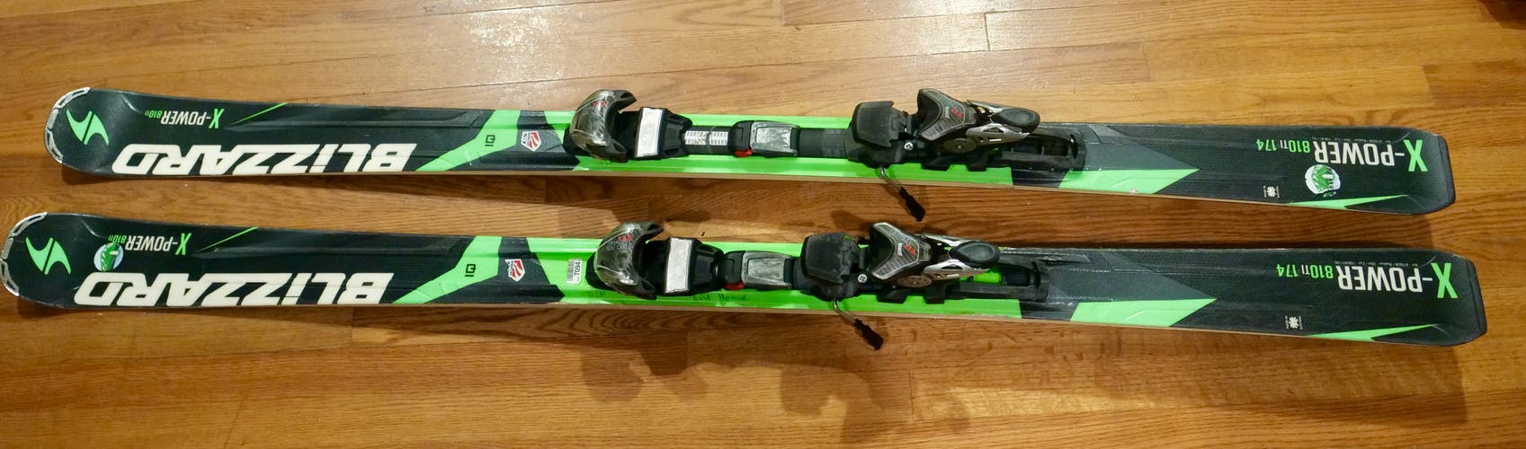 Used Men's Blizzard  174 cm Powder X-Power Skis With Bindings Max Din 12