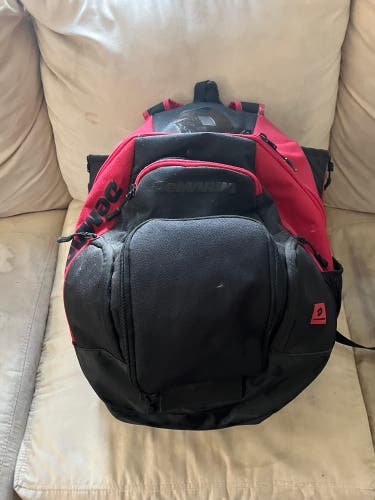 baseball backpack, red & black