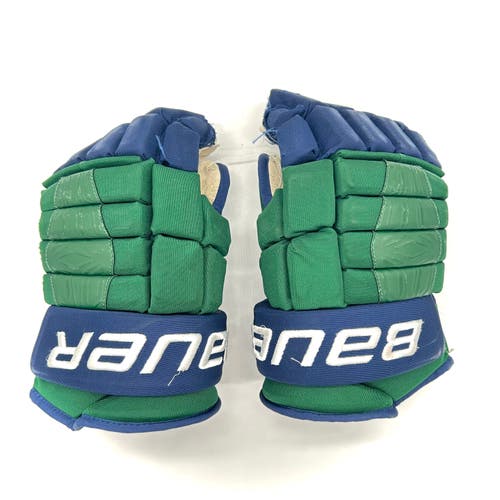 Bauer Pro Series - Used NCAA Pro Stock Hockey Gloves (Green/Blue)