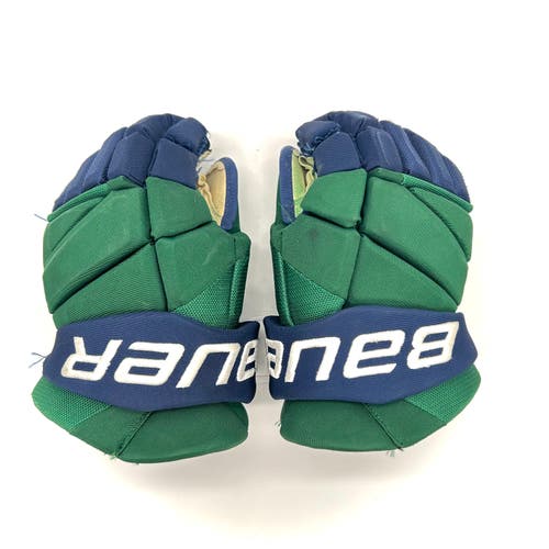 Bauer Vapor Hyperlite- Used NCAA Pro Stock Hockey Gloves (Green/Blue)