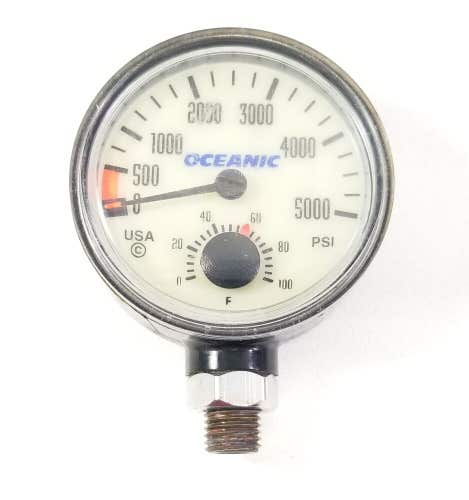 Oceanic 5000 PSI SPG Submersible Pressure Gauge + Thermometer 5,000 Scuba  #4331