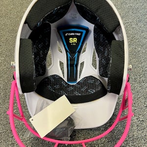New White/Pink Champro Fastpitch Softball Batting Helmet with cage
