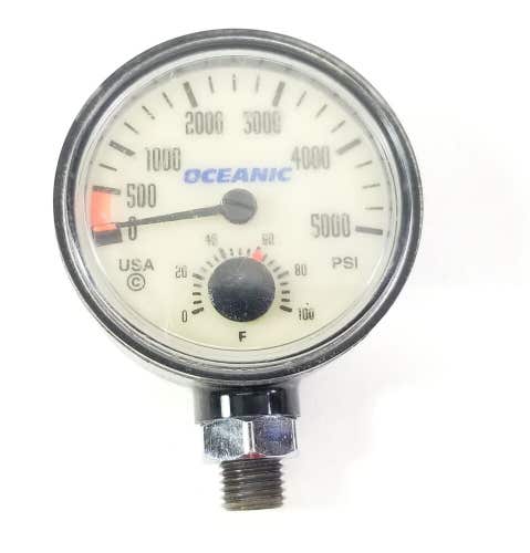 Oceanic 5000 PSI SPG Submersible Pressure Gauge + Thermometer 5,000 Scuba  #4336