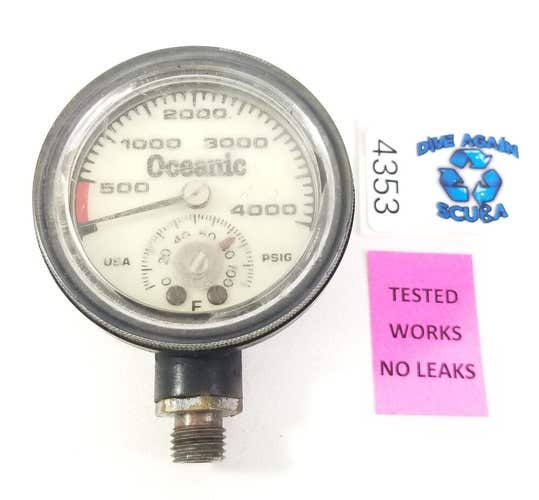 Oceanic 4000 PSI SPG Submersible Pressure Gauge + Thermometer 4,000 Scuba  #4353