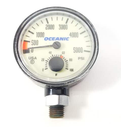 Oceanic 5000 PSI SPG Submersible Pressure Gauge + Thermometer 5,000 Scuba  #4355