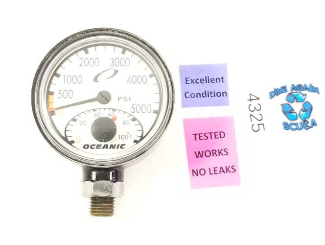 Oceanic 5000 PSI SPG Submersible Pressure Gauge + Thermometer 5,000 Scuba  #4325