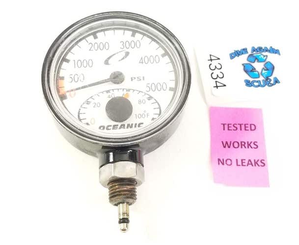 Oceanic 5000 PSI SPG Submersible Pressure Gauge + Thermometer 5,000 Scuba  #4334