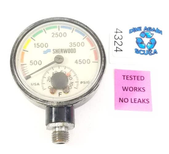 Sherwood 4500 PSI SPG Submersible Scuba Pressure Gauge w Thermometer       #4324
