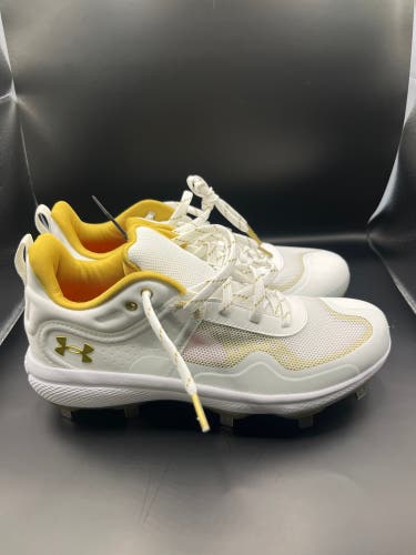 White And Gold New Under Armor Women's Low Top Metal Softball Cleats Size 7.5