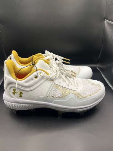 White And Gold New Under Armor Women's Low Top Metal Softball Cleats Size 8