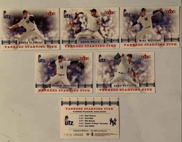 New York Yankees 2002 Fleer Utz Starting Five Promo Pack - Complete Set (6)