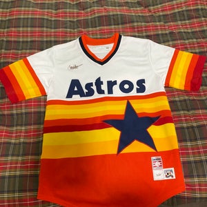 Used Medium Men's Nolan Ryan Astros Jersey and Used R9 Catcher's Mitt 32.5"
