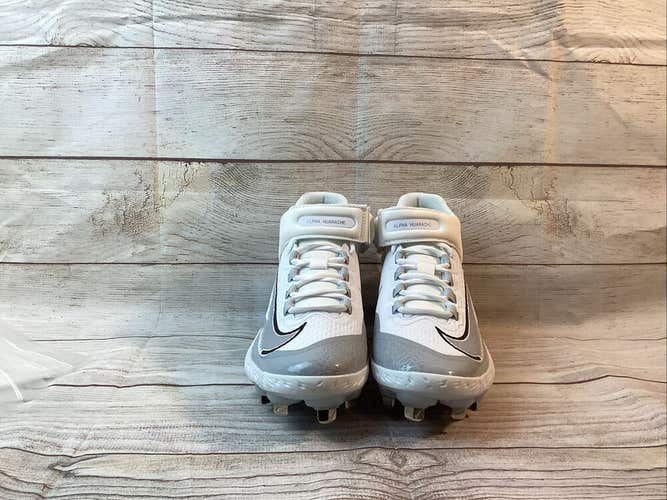 Nike Alpha Huarache Elite 4 Mid Gray Baseball Cleats FD2744-102 Men's Size 8.5