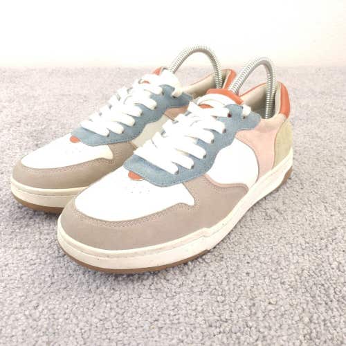 Madewell Court Shoes Womens 8 White Beige Blue Leather Lace Up Low Top Sneakers