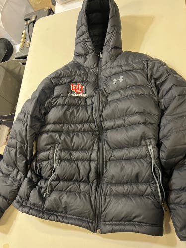 University of Utah Team Issued Lacrosse Black Winter Puffer Jacket (medium)