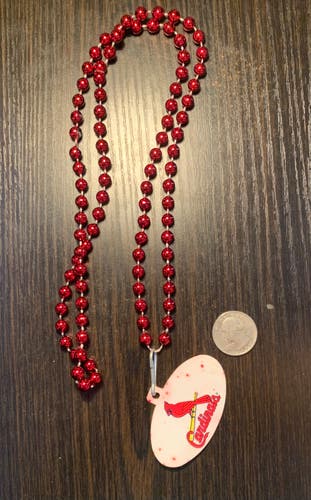 St. Louis Cardinals Red Beaded Necklace - Rubber Emblem Logo US Cellular Sponsor