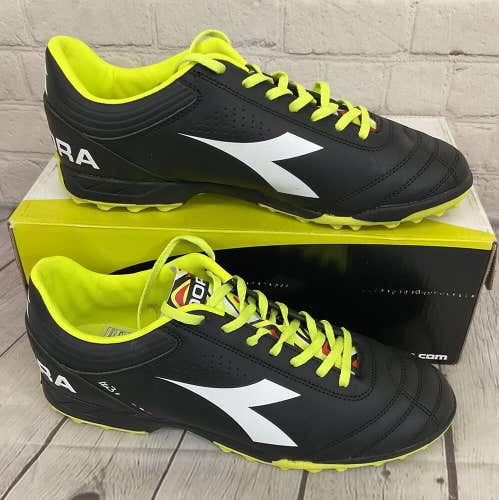 Diadora C0641 101.161468 01 ITA3 R TF Men's Soccer Shoes Black White Yellow 9.5