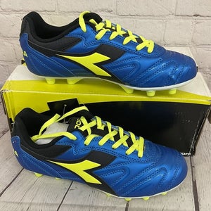 Diadora 158468 C3981 Italica MD PU JR Mens Soccer Cleats Navy Yellow Black US 5