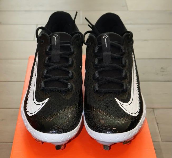 Size 9 Nike Alpha Huarache Elite 4 Low Triple Black White Metal Cleats