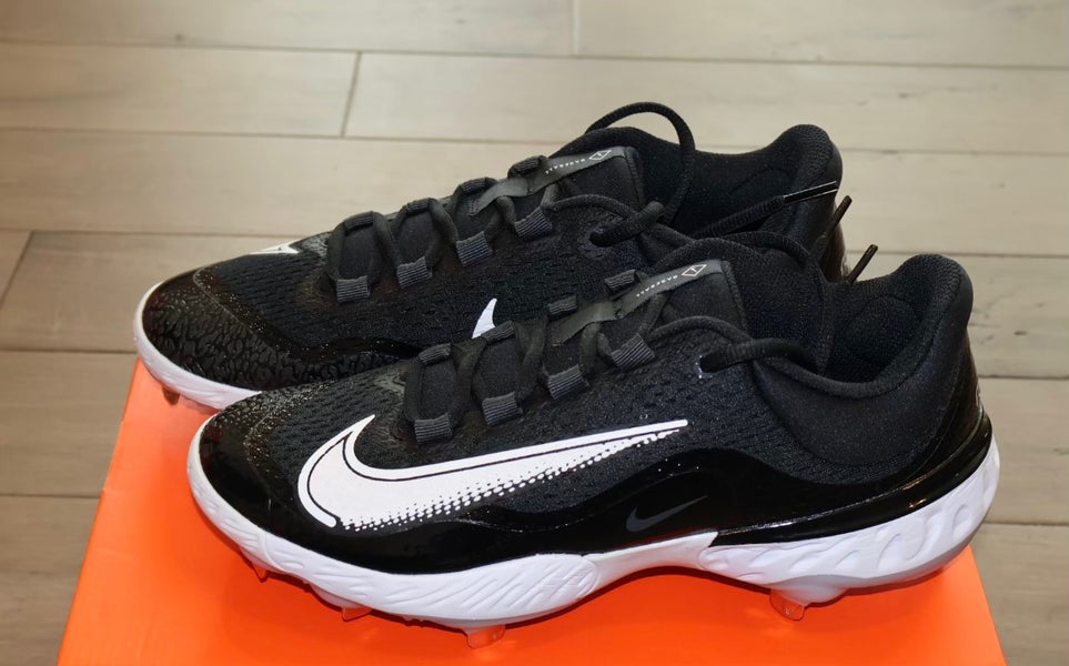 Size 10.5 Nike Alpha Huarache Elite 4 Low Triple Black White Metal Cleats