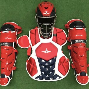 All Star System 7 Axis Youth 10-12 Catchers Gear Set Stars Stripes USA Flag
