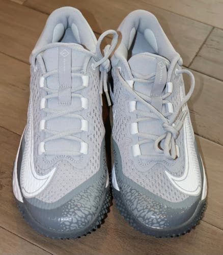 Size 10 Men’s Nike Alpha Huarache Elite 4 Turf Baseball Shoes Grey