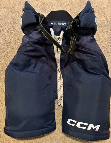 Used Junior Large CCM Tacks AS 580 Hockey Pants - Navy
