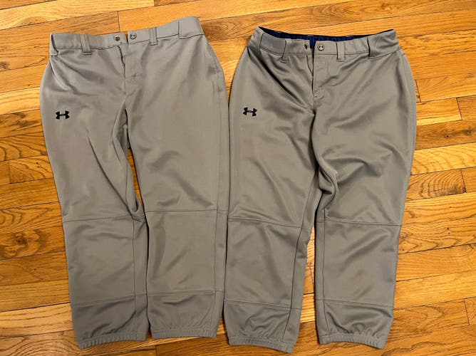 Gray Used Small Adult Under Armour Game Pants Set of 2