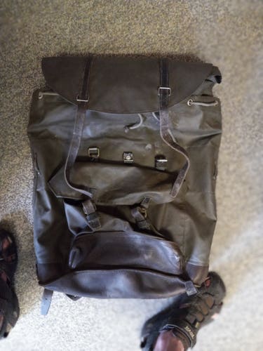 Vintage military rucksack canvas rubber Men's Backpack