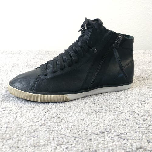 Diesel Beach Pit Sneakers Womens 7 Black Leather Lace Up Zip Shoes Fashion