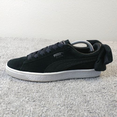 Puma Classic Suede Bow Womens 7 Shoes Low Top Black White Sneakers Lace Up