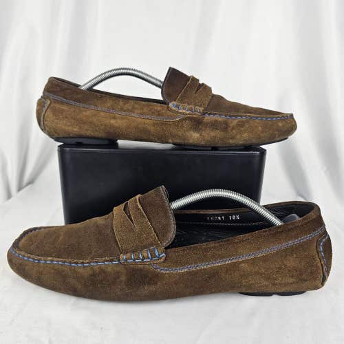 TO BOOT NEW YORK Men 10.5 Suede Leather ASHTON Loafers Driving Shoes ITALY Brown