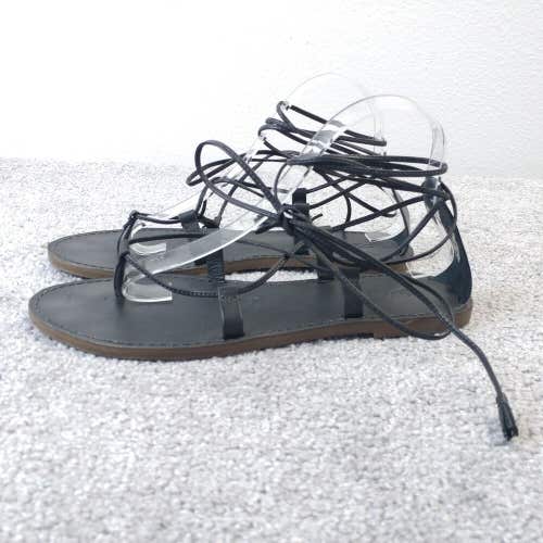 Madewell Boardwalk Womens 9.5 Gladiator Sandals Black Leather Lace Up Flats