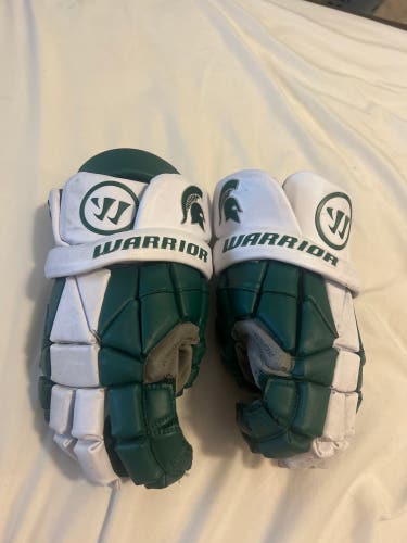 Used Michigan State University Warrior Large Evo Lacrosse Gloves