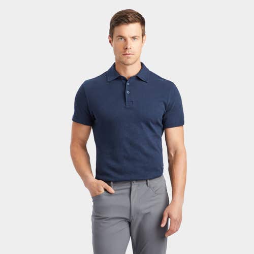 NWT $115 $G/FORE CLUBHOUSE COTTON TAILORED FIT POLO - Large Navy blue twilight