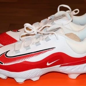 Size 13 Nike Alpha Huarache Elite 4 Low MCS White Red Baseball Cleats
