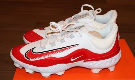 Size 13 Nike Alpha Huarache Elite 4 Low MCS White Red Baseball Cleats