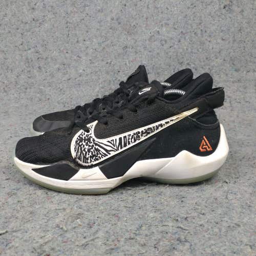 Nike Zoom Freak Boys 4Y Basketball Shoes White Black Lace Up Sneakers CN8574-001