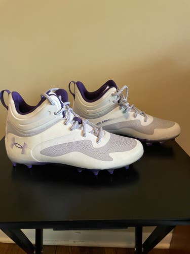 White and Purple New Size 11 Adult Men's Under Armour Mid Top Molded Cleats
