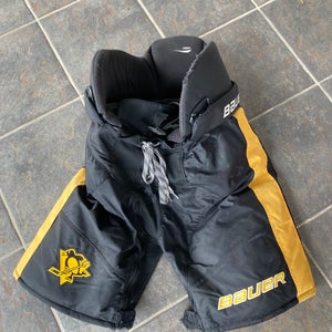 Black Used Senior Medium Bauer  Penguins Hockey Pants