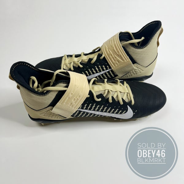 Nike Alpha Menace Pro 2 Mid Black Gold Football Cleats 13.5