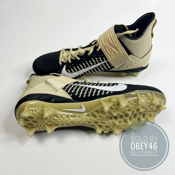Nike Alpha Menace Pro 2 Mid Black Gold Football Cleats 13.5